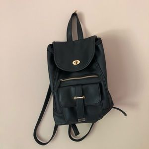 black faux leather bag